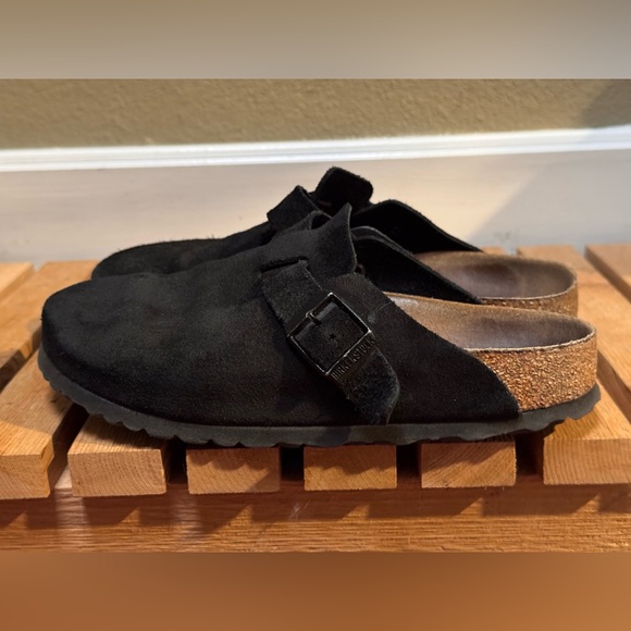 BIRKENSTOCK BOSTON SUEDE LEATHER MULE BLACK 38 7/7.5 - Picture 5 of 7